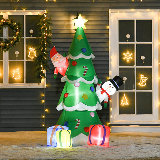 HOMCOM 7FT Christmas Inflatable Tree LED Lighted in Green