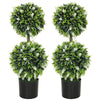 HOMCOM Set of 2 Decorative Artificial Plants Ball Trees with Lavender Flowers in Pot Fake Plants for Home Indoor Outdoor Decor, 70cm, White