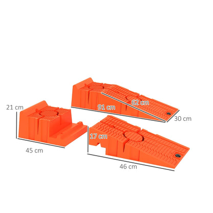 DURHAND 2 Pieces Car Ramps Heavy Duty 2.5 Ton Motorhome Levelling Ramps, Plastic Garage Workshop Car Lift, Portable Automotive Vehicle Campervan Car Ramp, Orange