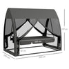 Outsunny Three-Seater Convertible Swing Chair/Bed, with Curtained Canopy - Grey