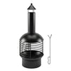 Outsunny Chimney Fire Pit, Portable Wood Burning Firepit with Poker, Charcoal Grid, Outdoor Fireplace for Garden Patio, Black