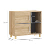 HOMCOM Bathroom Cabinet, Freestanding Bathroom Cabinet with Open Compartments and Double Doors