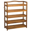 HOMCOM 5-Tier Shoe Rack, Acacia Wooden Shoe Storage Organiser with Hangers, Holds up to 19 Pairs, for Entryway, Living Room, 64 x 26 x 82 cm, Teak