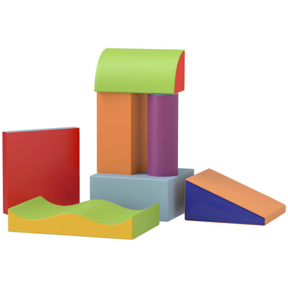 HOMCOM 7 Piece Soft Soft Play Set for Toddlers 1-3 Years, Blue
