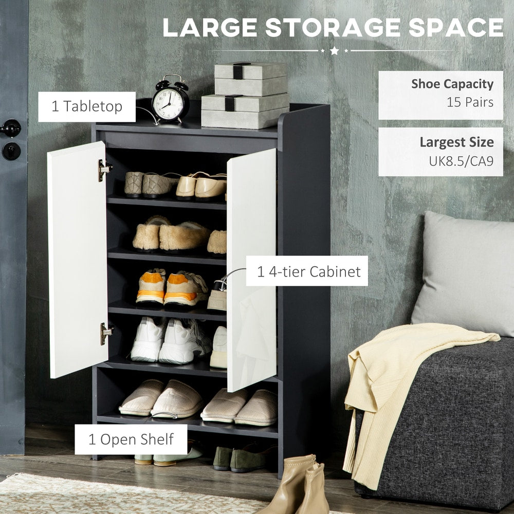 HOMCOM High Gloss Shoe Cabinet in Grey