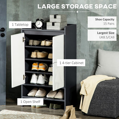 HOMCOM High Gloss Shoe Cabinet in Grey