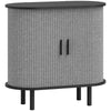 HOMCOM Tambour Sideboard with Fluted Sliding Doors, Modern Kitchen Cupboard with Storage Shelves and Wooden Legs, Grey