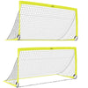 HOMCOM Two Football Goal Nets, Foldable Outdoor Sport Training Equipment, for Teens, Adults, with Carrying Bag, Yellow
