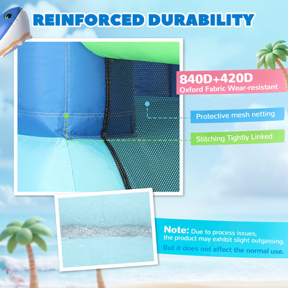 AIYAPLAY Inflatable Bouncy Castle for Kids, Sharks Theme Jumping Bounce House with Slide, Climbing Wall for Indoor Outdoor