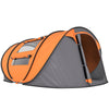 Outsunny 4 Person Pop-up Camping Tent Family Tent with Ground Sheet, 4 Windows and Portable Carry Bag for Beach Outdoor Trip, Orange