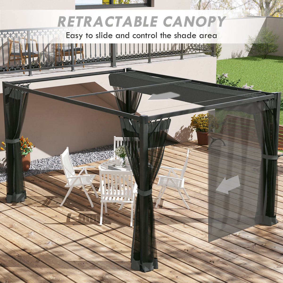 Outsunny Aluminium Frame Pergola in Dark Grey