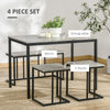 HOMCOM Dining Table and Chairs Set for 4 People, Concrete Effect Kitchen Table and Bench Set with Steel Frame, 4 Piece Dining Room Sets, Grey