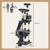 PawHut 173cm Cat Tree Scratching House, Activity Play Centre, Charcoal Grey
