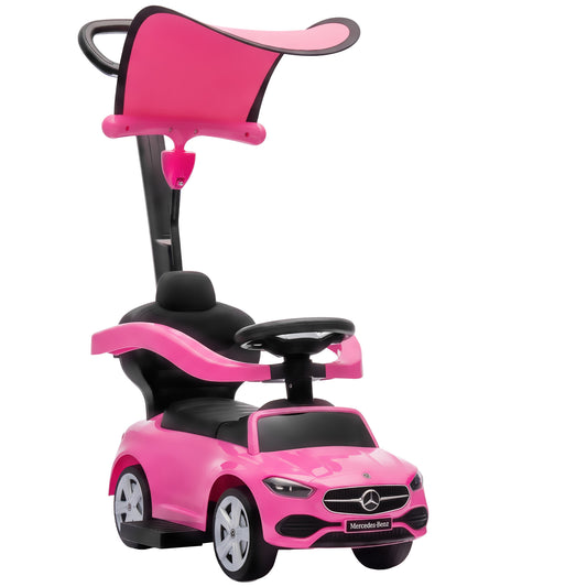 AIYAPLAY 4 in 1 Licensed Benz Ride on Push Car in Pink