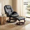 HOMCOM Swivel Recliner Chair with Footstool, PU Leather Recliner Armchair with Adjustable Back and Wood Frame, Black