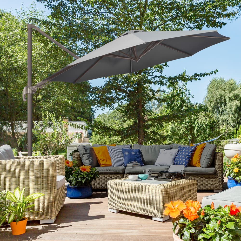 Outsunny 3(m) Cantilever Parasol in Dark Grey