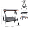 Outsunny 2 Seater Garden Swing Chair with Adjustable Tilting Canopy, Outdoor Hammock Bench with Steel Frame for Patio, Grey