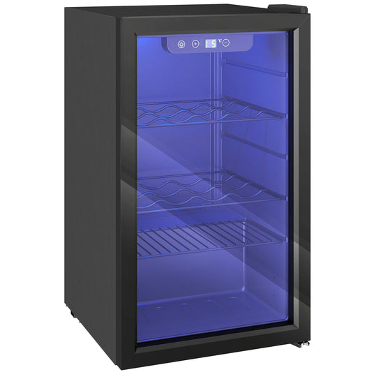 HOMCOM 24 Bottle Wine Cooler, 68 Litre Capacity, 4-16Â°C Freestanding Drinks Beer Wine Fridge with Glass Door, Black