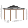 Outsunny 3.5 x 3.5m Outdoor Hardtop Gazebo Canopy with Two-tier Metal Roof and Solid Wood Frame Outdoor Patio Shelter for Patio, Garden, Black