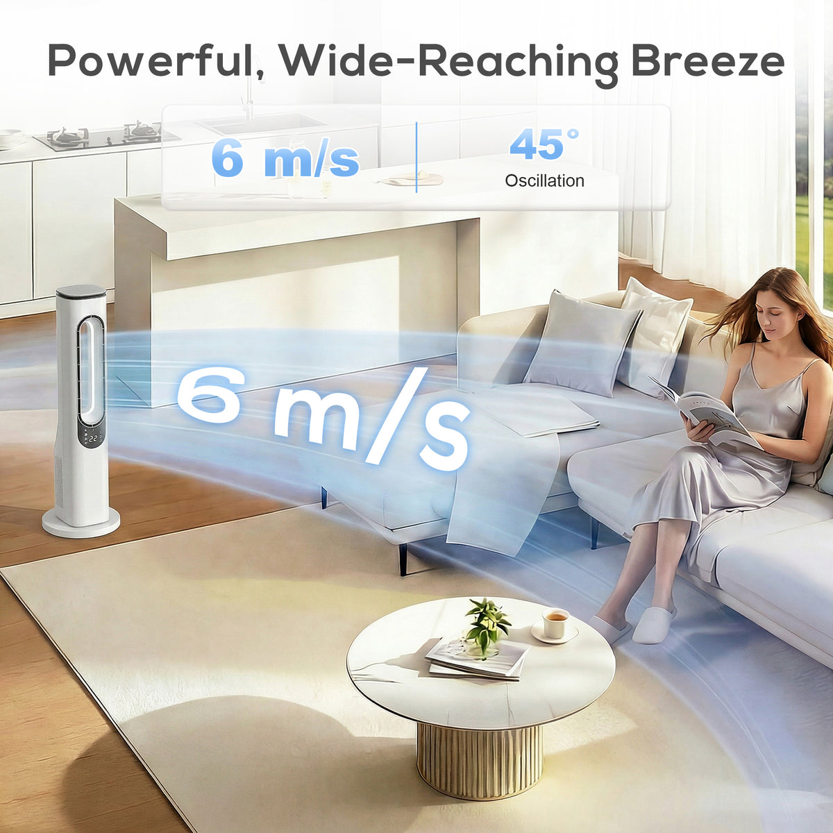 HOMCOM Bladeless Tower Fan in White