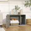 PawHut Cat Litter Box Enclosure with Rattan Door, Scratching Mat, Toy Ball, Non-Slip Foot Pads, Grey