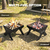 Outsunny 2-In-1 Portable BBQ Grill and Camping Fire Pit, Tabletop Charcoal Barbecue Grill with Gripper, Gloves and Carry Bag