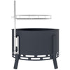 Outsunny Portable Fire Pit, 58 cm Round Firepit with Grill Grate, Fire Bowl with Ash Catcher and Poker, Fire Pit BBQ for Garden Camping Bonfire Picnic, Black