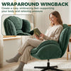 HOMCOM Modern Wingback Accent Chair, Velvet Armchair with Four-Star Base, S-Springs, Swivel, Dark Green