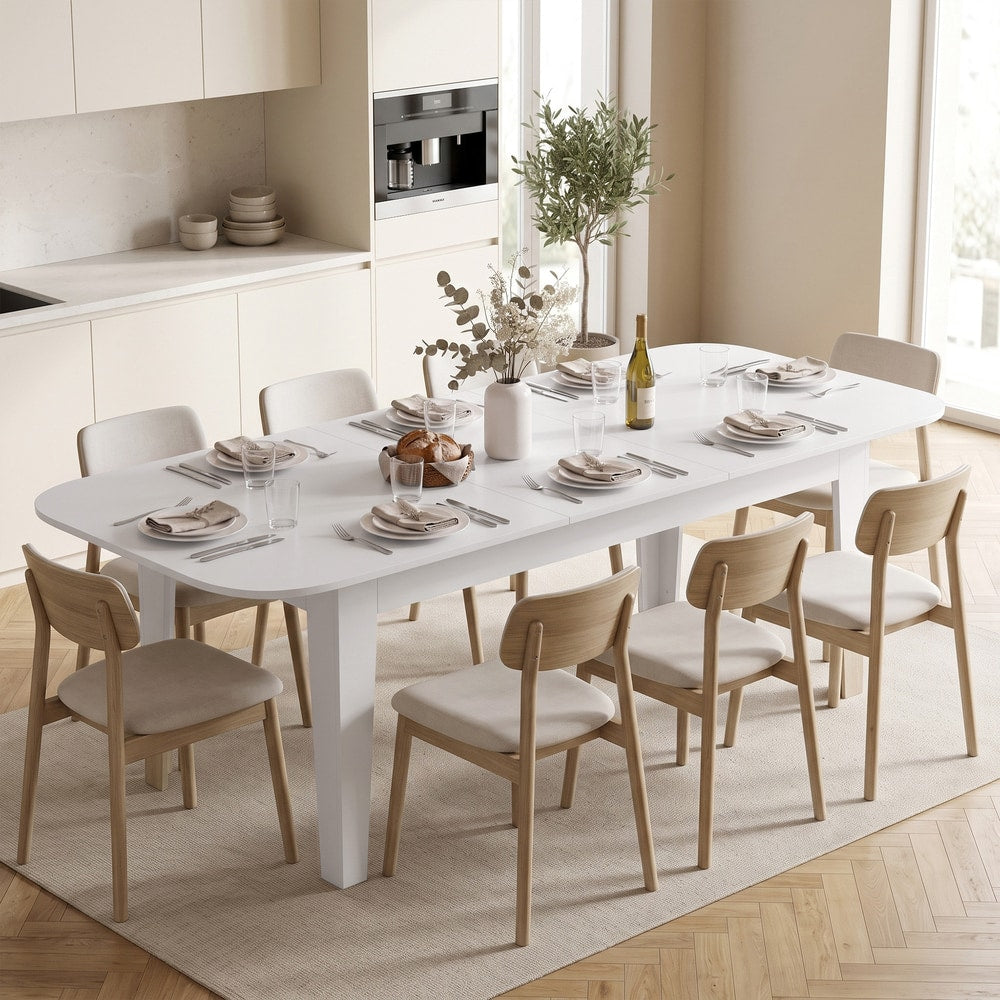 HOMCOM Extendable Oval Dining Table for 4-6 in White