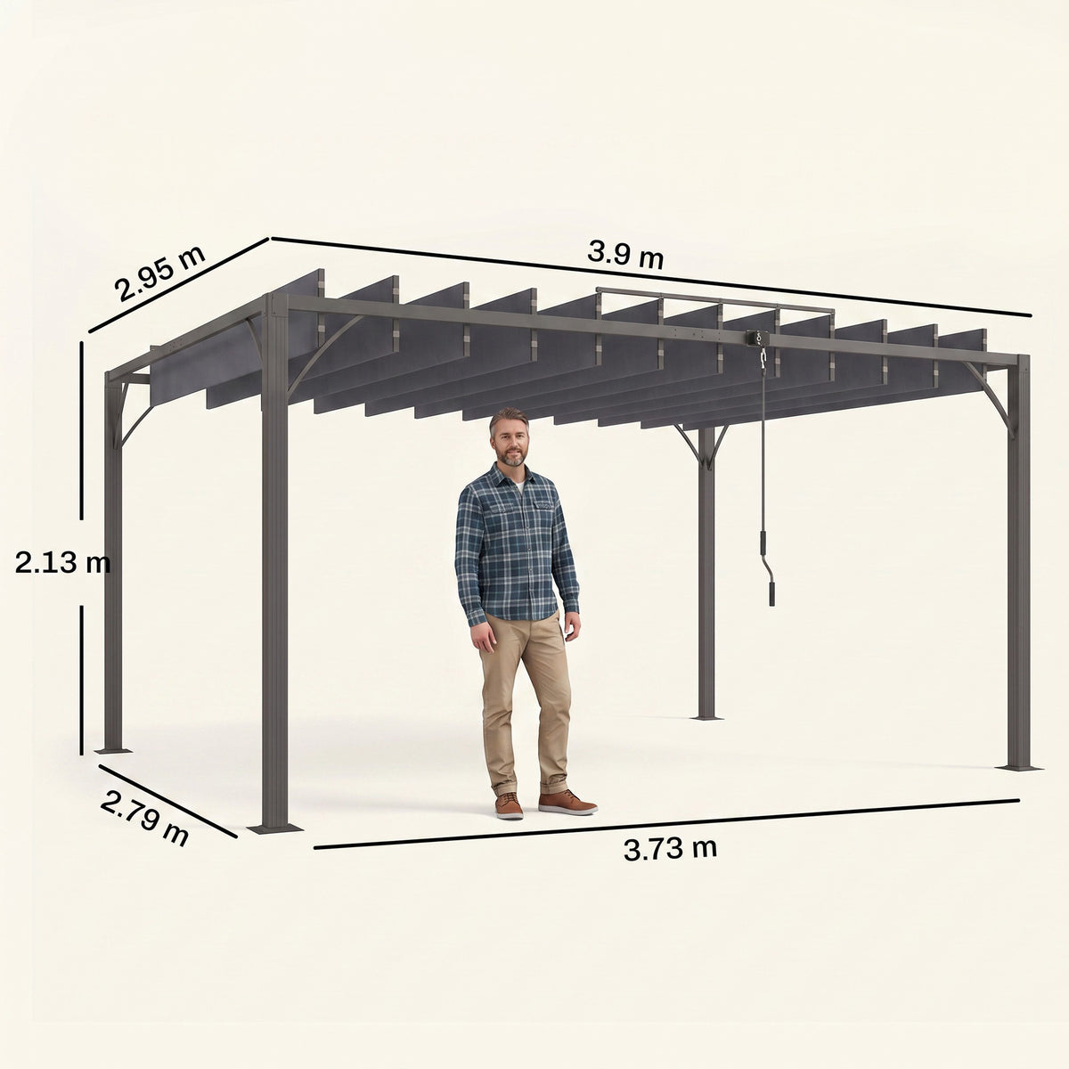 Outsunny Outdoor Pergola with Retractable Roof in Grey