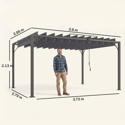 Outsunny Outdoor Pergola with Retractable Roof in Grey