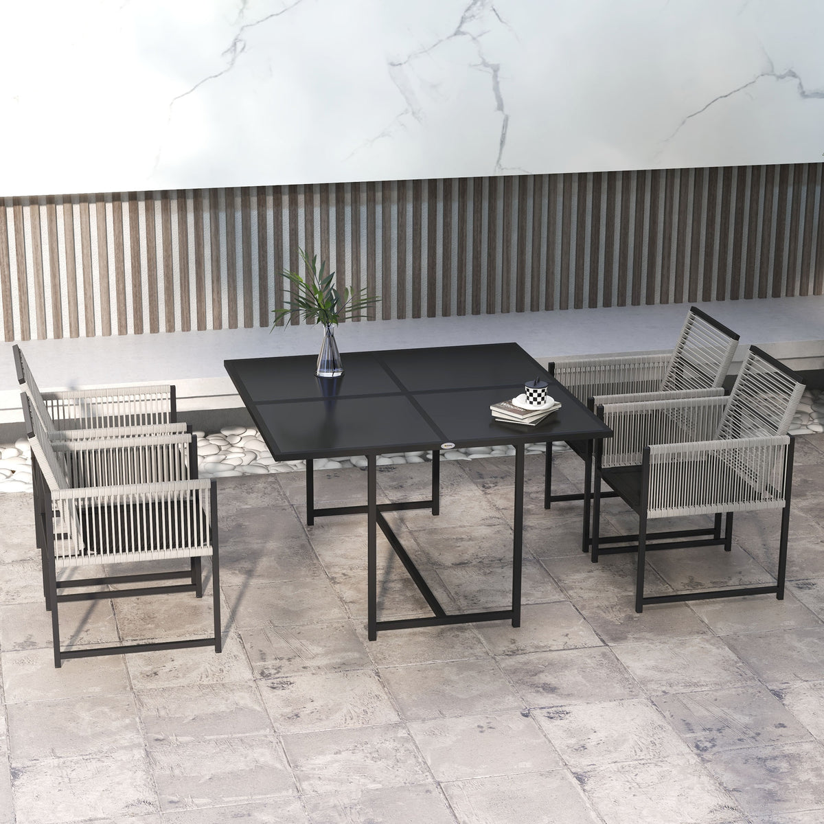 Outsunny Five-Piece Metal Dining Set in Light Grey