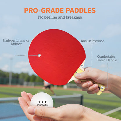 SPORTNOW Portable Table Tennis Set with Four Rackets, Eight Balls, Storage Case