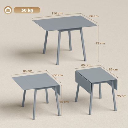 HOMCOM Solid Wood Folding Dining Table, Drop Leaf Table for 2-4 People,  Rectangle Kitchen Table