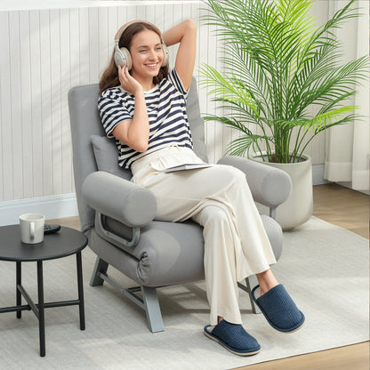 HOMCOM Single Sofa Bed in Light Grey
