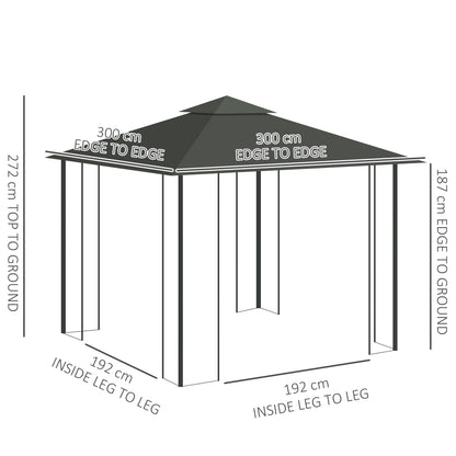 Outsunny Steel Frame Double Roof Garden Gazebo in Light Grey