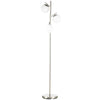 HOMCOM 3-Light Tree Floor Lamps for Living Room, Modern Standing Lamp for Bedroom with Globe Lampshade, Steel Base, Bulb not Included, Silver Tone