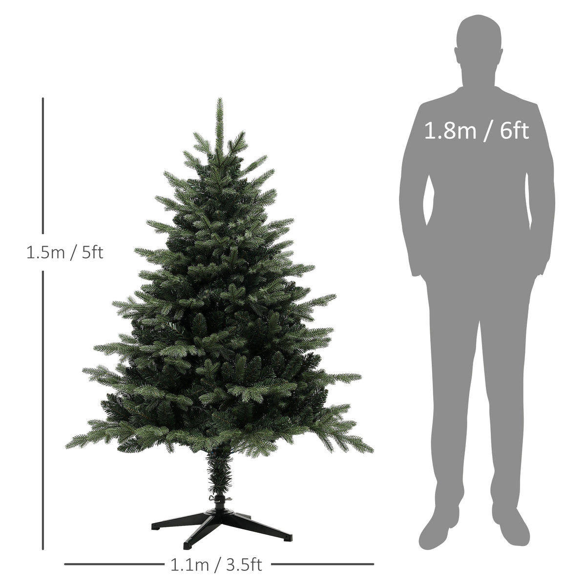 HOMCOM 5ft Artificial Spruce Christmas Tree in Green