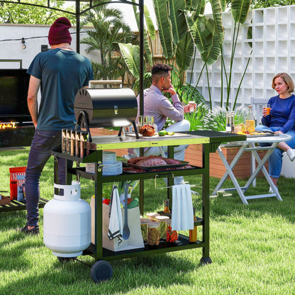 Outsunny Multi-Feature BBQ Grill Table, with Stainless Steel Top - Black