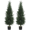 HOMCOM Set of Two Artificial Cypress Trees - Green