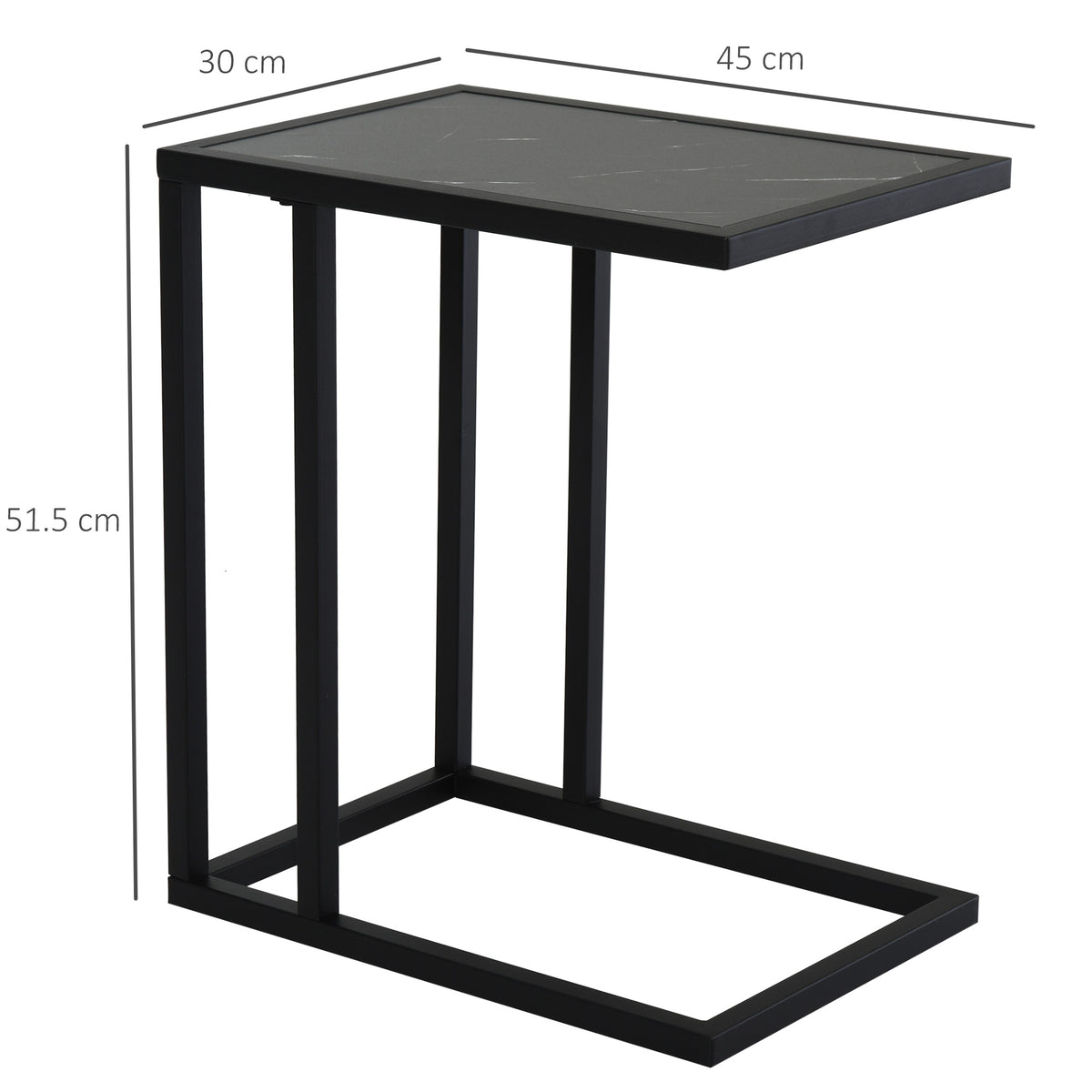 HOMCOM C Shape Bedside Table in Black