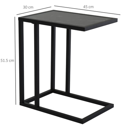 HOMCOM C Shape Bedside Table in Black