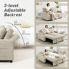 HOMCOM Corduroy Click Clack Sleeper Sofa with Pull Out Design, 2 Seater Sofa Bed, Cream White