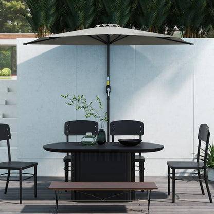 Outsunny Half Round Parasol Umbrella - Light Grey