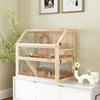 PawHut Wooden Hamster Cage with Detachable 31cm Deep Bottom, Hut, Seesaw, Exercise Wheel, Ramp, 80 x 50 x 76cm, Natural