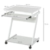 HOMCOM Mobile Computer Desk, Z-Shaped Writing Desk, PC Table for Small Spaces, Workstation with 4 Wheels & Sliding Keyboard for Home Office, Easy Assembly, White