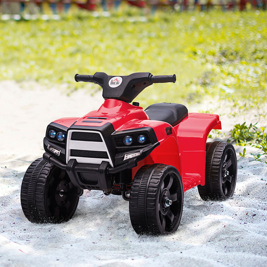 HOMCOM 6V Kids Electric Ride on Car, ATV Toy, Quad Bike with Headlights, Horn, for Toddlers 18-36 Months Red