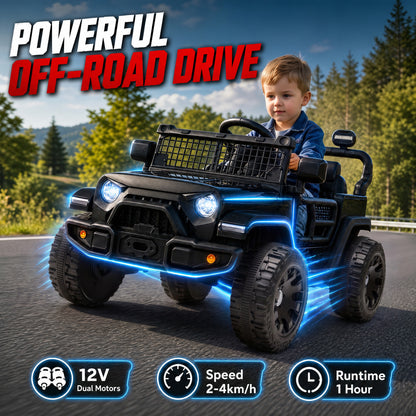 AIYAPLAY 12V Electric Car for Kids with Remote in Black