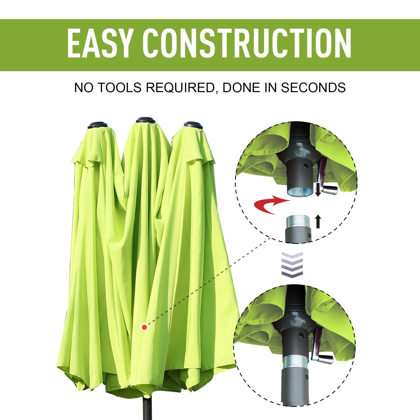 Outsunny Double-side Umbrella Parasol, 2.7x4.6Wx2.4H m-Grass Green