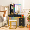 RGB LED Vanity Set with Mirror and Lights-Black